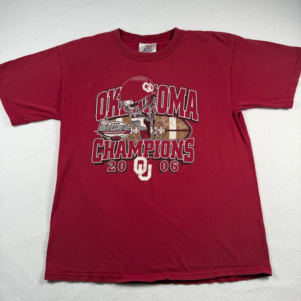 Vintage Oklahoma Sooners 2006 Big 12 Champions T-Shirt Mens Medium Red OU